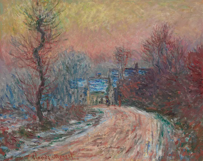 Eingang von Giverny im Winter, Sonnenuntergang - Claude Monet