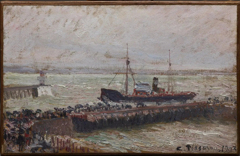 Eingang des Hafens von Le Havre, bewölkter Himmel - Camille Pissarro