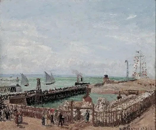 Entrée du port du Havre et le brise-lames ouest, soleil, matin - Camille Pissarro image 1 tableau peint à l’huile sur toile