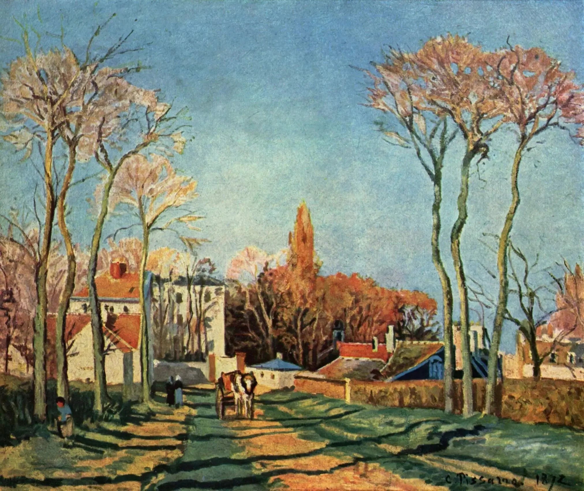 Entrée du village de Voisins - Camille Pissarro image 1 copie de tableau peinte à la main