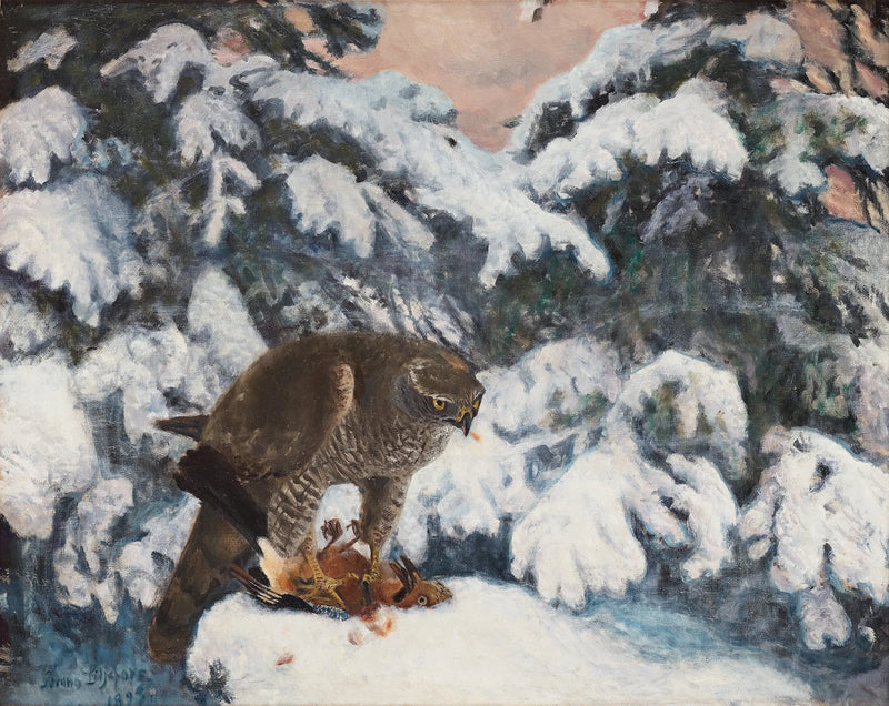 Falke mit seiner Beute - Bruno Liljefors