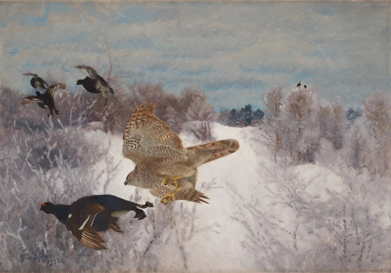 Falke jagt Birkhuhn - Bruno Liljefors