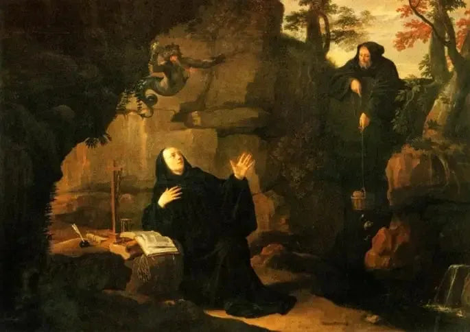 Episoden aus dem Leben des heiligen Benedikt : Der heilige Benedikt von Bruder Romain ernährt - Philippe de Champaigne