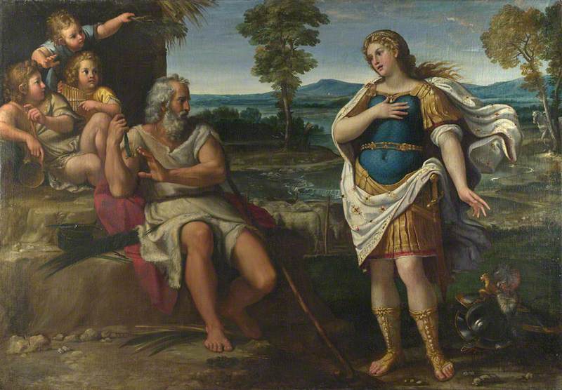 Erminia sucht Zuflucht bei den Hirten - Annibale Carracci