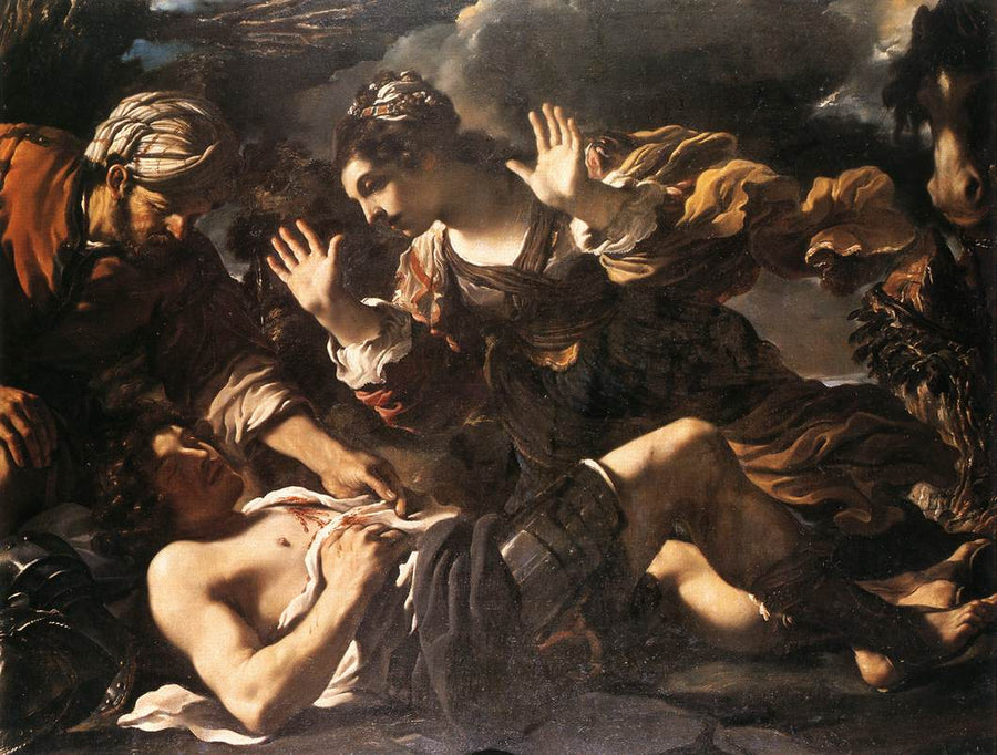 Erminia findet Tancrède verwundet - Guercino