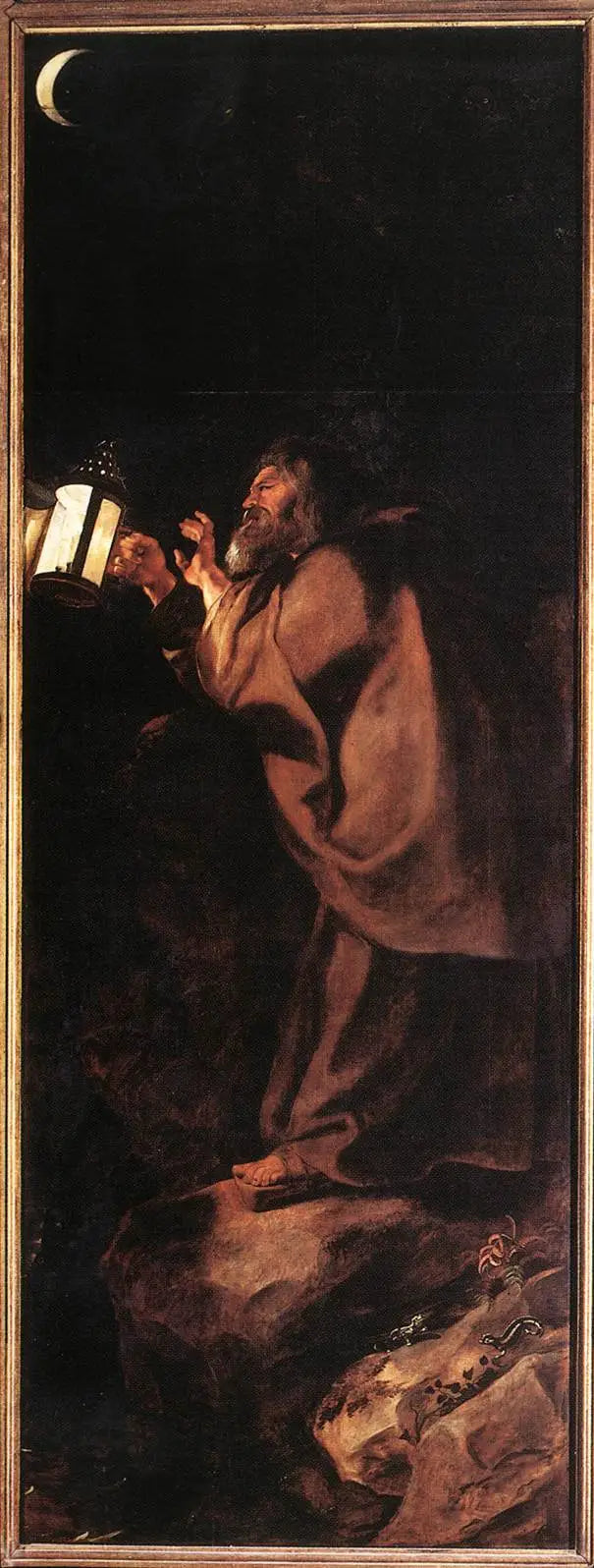Eremit mit einer Lampe - Peter Paul Rubens