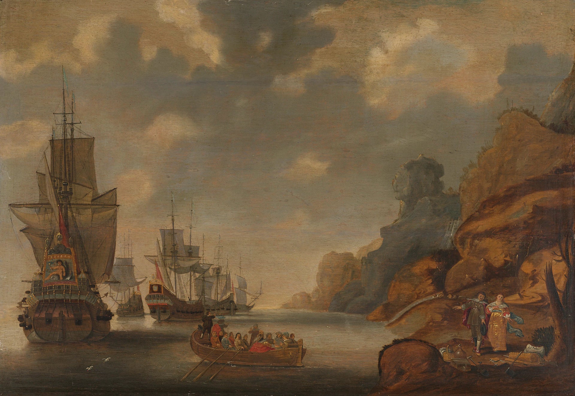 Une escadre française près d'une côte rocheuse. - Jacob Adriaensz. Bellevois
