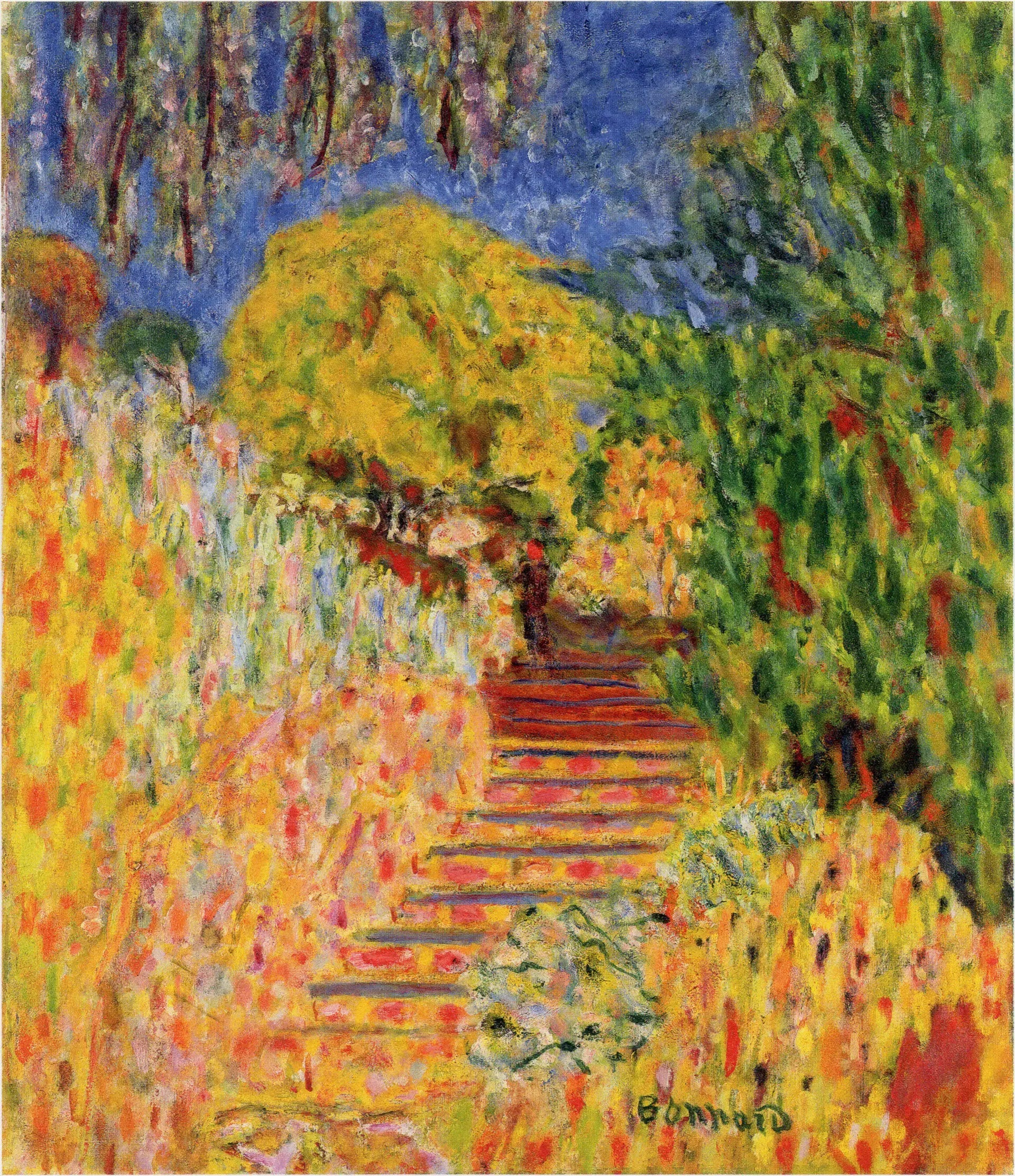 Escaliers avec Mimosa - Pierre Bonnard image 1 reproduction artisanale de tableau