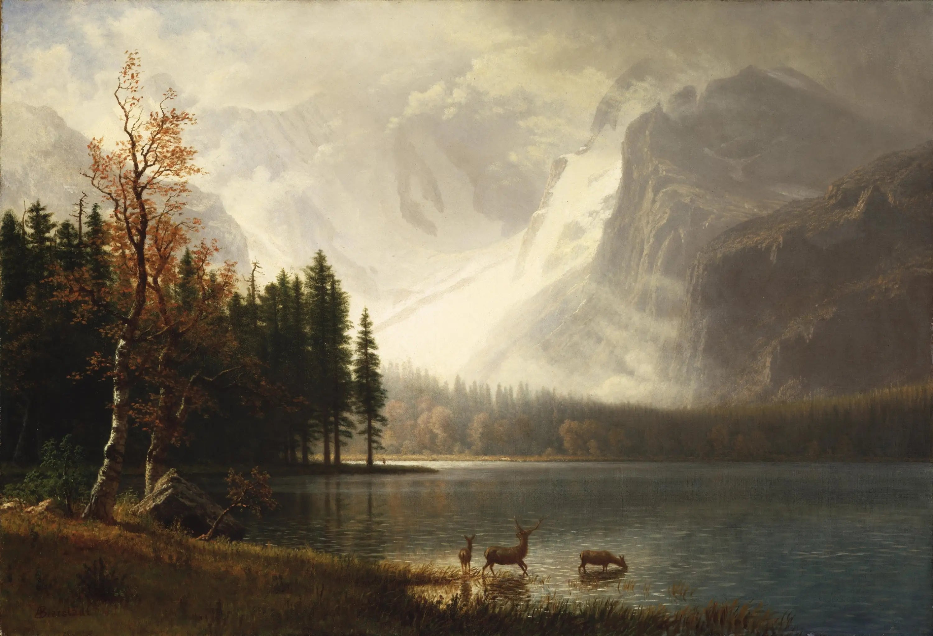 Estes Park, Colorado, lac Whyte - Albert Bierstadt image 1 tableau peint à l’huile sur toile