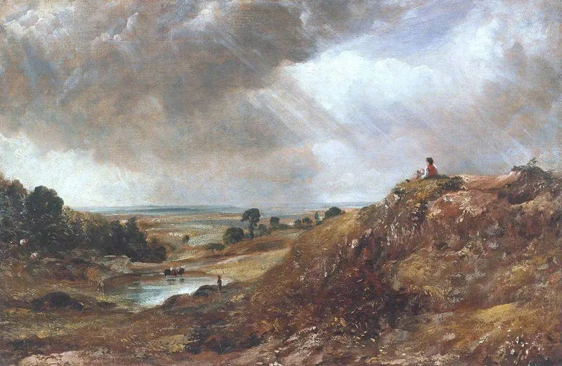 Teich von Branch Hill, Hampstead Heath, mit einem Jungen, der auf einem Ufer sitzt - John Constable