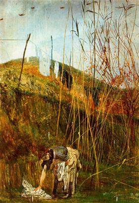 Wäsche aufhängen. Wandbild von Falconiera - Giovanni Boldini