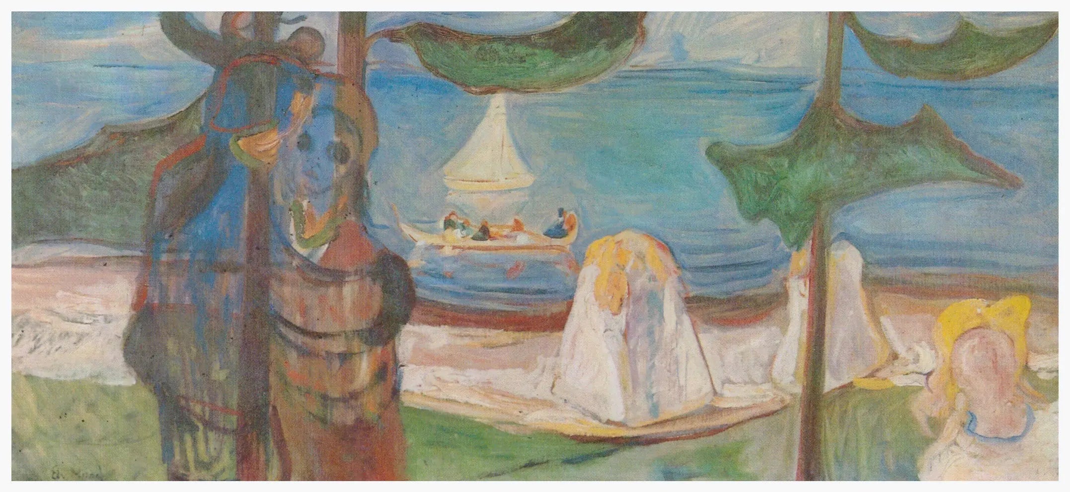 Étreinte sur la plage (Frise Linde) - Edvard Munch image 1 copie de tableau peinte à la main