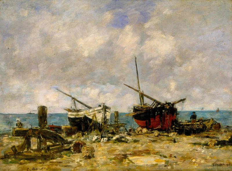 Étretat - Gestrandete Schiffe - Eugène Boudin