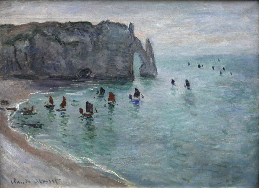 Étretat, das Tor von Aval: Fischerboote, die den Hafen verlassen - Claude Monet
