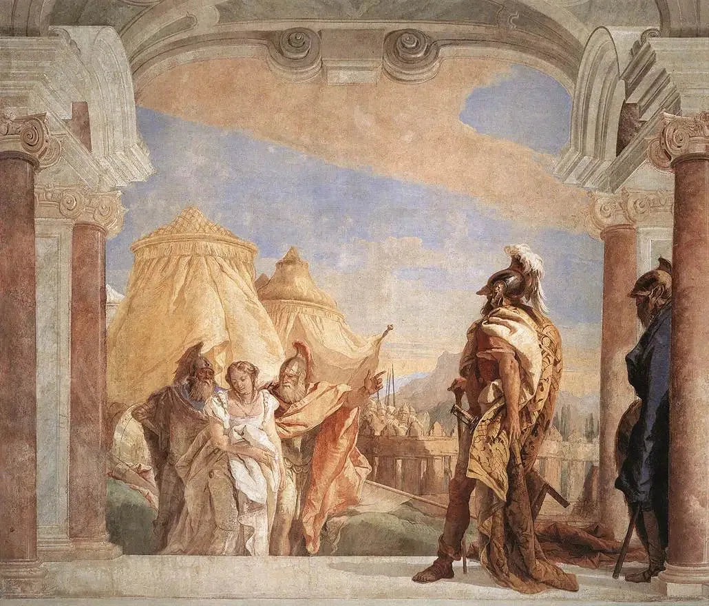 Eurybates et Talthybios conduisent Briséis à Agamemmon - Giovanni Battista Tiepolo image 1 copie de tableau peinte à la main