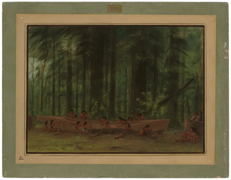 Ausgrabung eines Kanus - Nayas-Indianer - George Catlin