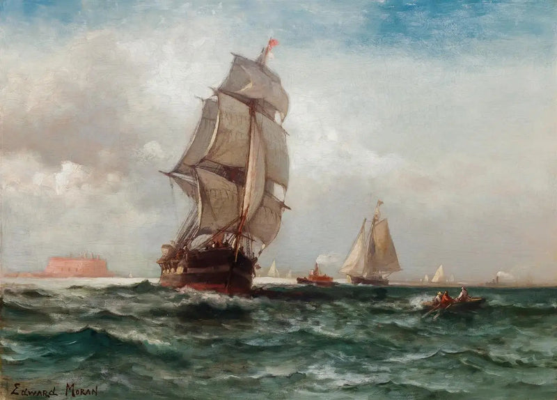 Versand vor der Küste von Governors Island, New York - Edward Moran