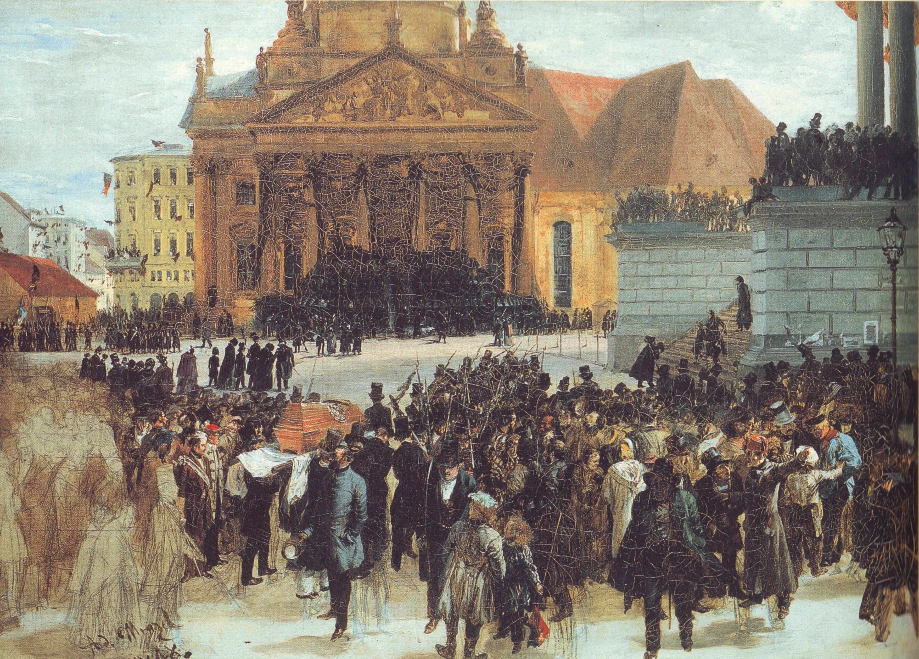 Ausstellung der Toten im März - Adolph von Menzel
