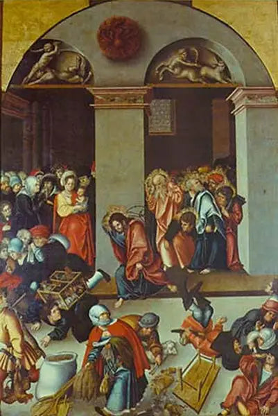 Vertreibung der Geldwechsler aus dem Tempel - Lucas Cranach der Ältere