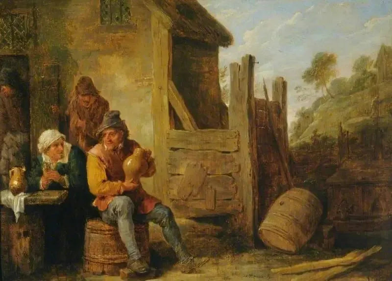 Außenansicht einer Herberge: Bauern beim Trinken - David Teniers der Jüngere