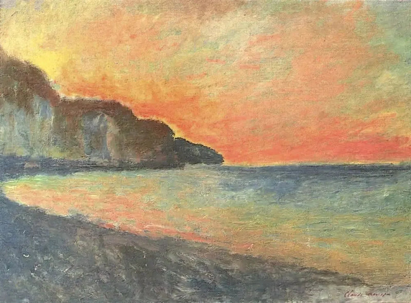 Klippe bei Pourville, Sonnenuntergang - Claude Monet