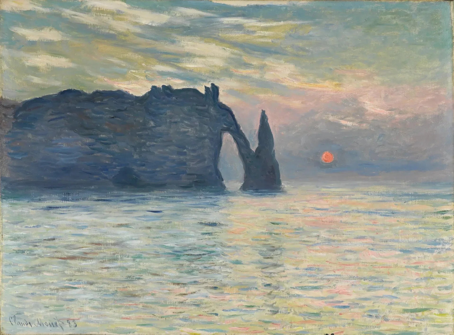 La Falaise d’Étretat, soleil couchant W817 de Claude Monet – North Carolina Museum of Art 67.24.1