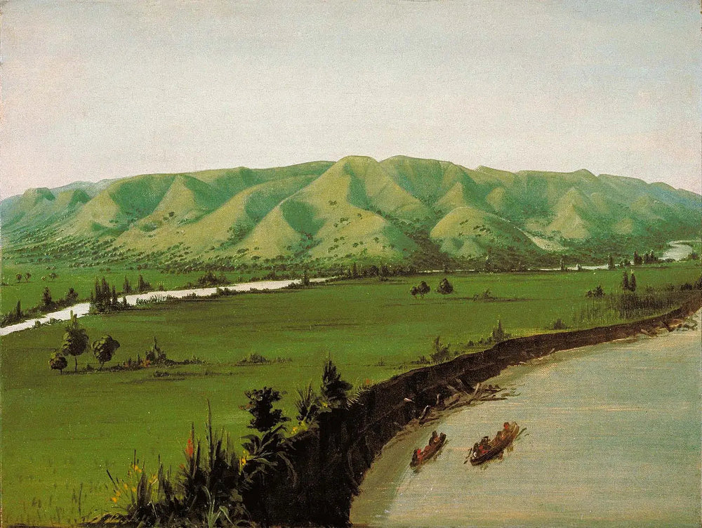 Falaises de Nishnabottana, à 1 070 milles au-dessus de Saint-Louis - George Catlin image 1 copie peinte à la main à l’huile