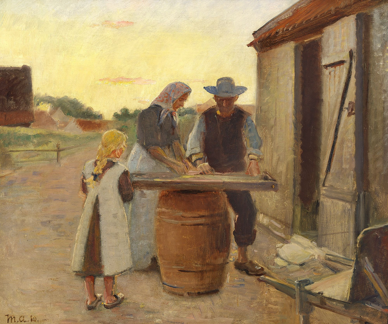 Fischerfamilie bei Sonnenuntergang – Michael Peter Angler