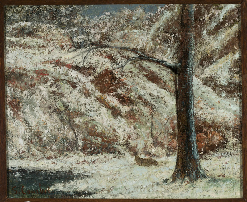 Reh im Schnee im Wald - Gustave Courbet