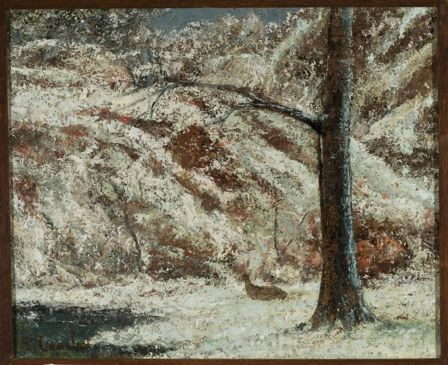 Reh im Schnee im Wald - Gustave Courbet