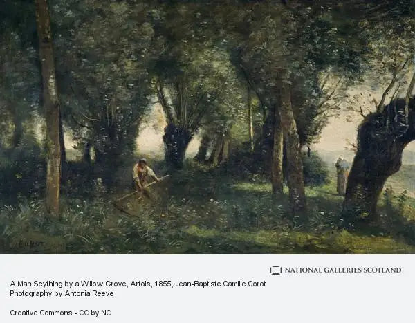 Mähmann bei einer Weidenallee (Artois) - Jean-Baptiste Camille Corot