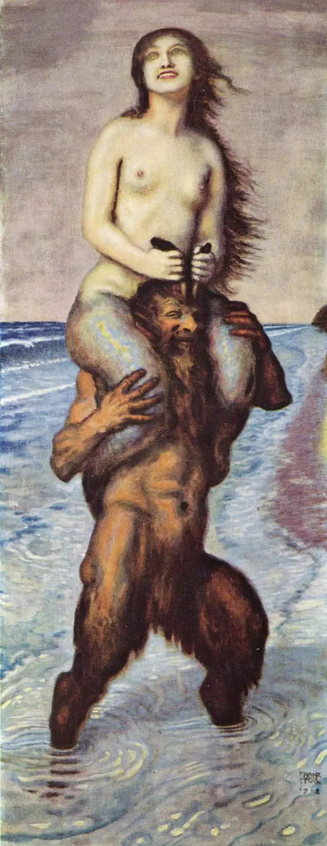 Reproduction du tableau « Faune et Sirène - Franz von stuck » par Alpha Reproduction en peinture à l’huile