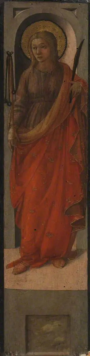 Weibliche Heilige mit einer Keule (Heilige Walburga?) - Fra Filippo Lippi