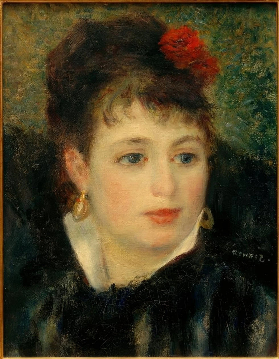 Frau mit einer Rose im Haar - Pierre-Auguste Renoir