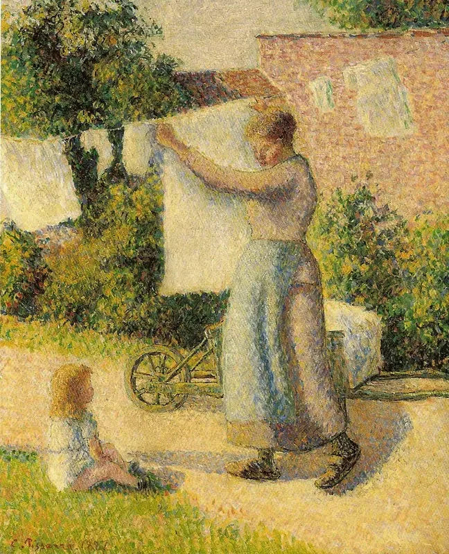 Frau, die Wäsche aufhängt - Camille Pissarro