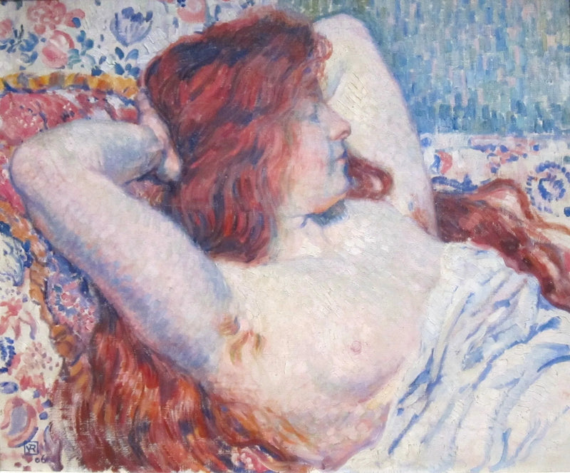 Frau liegend mit roten Haaren - Théodore van Rysselberghe