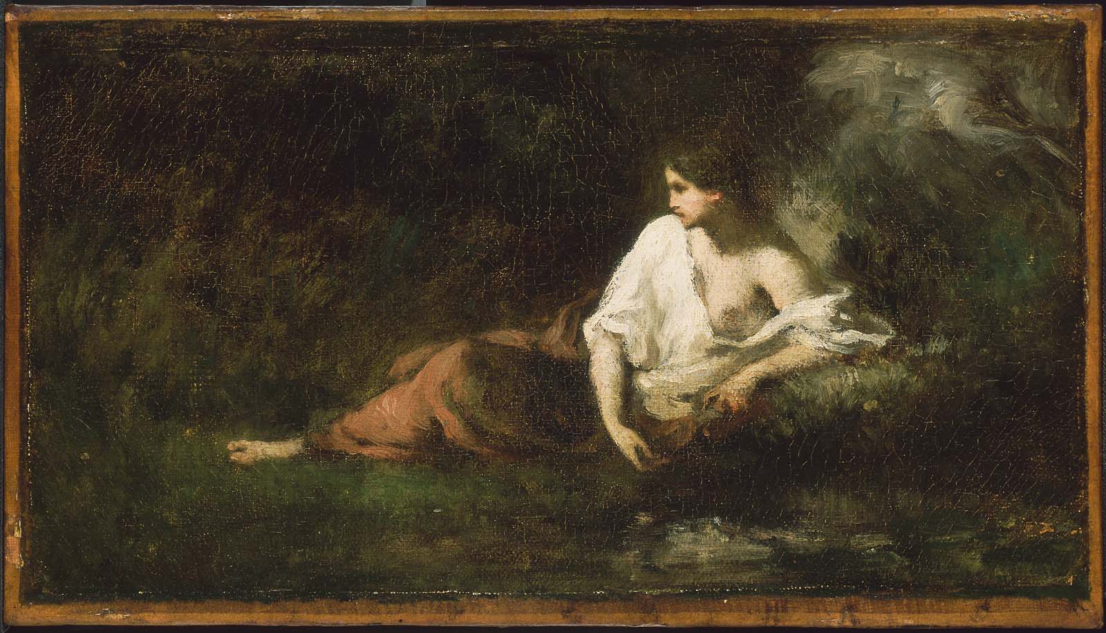 Frau liegend in einer Landschaft - Jean-François Millet