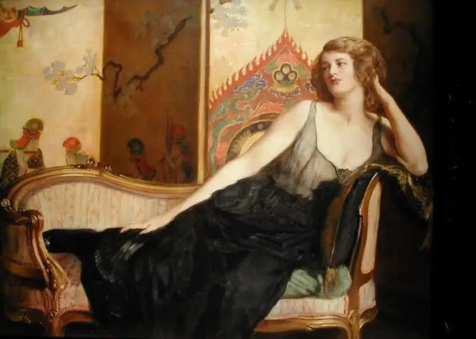 Reproduction du tableau « Femme allongée - John Collier » par Alpha Reproduction en peinture à l’huile
