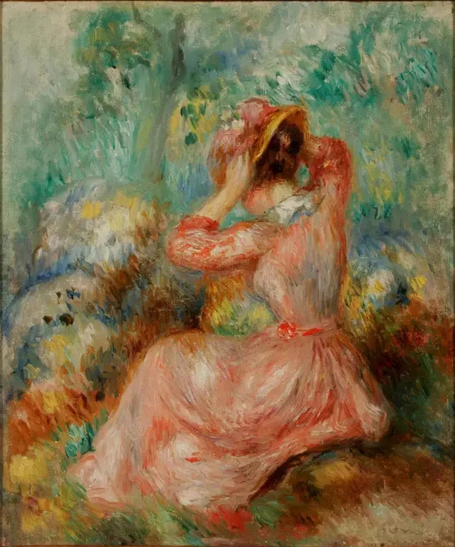 Femme arrangeant son chapeau - Pierre-Auguste Renoir image 1 tableau peint à l’huile sur toile