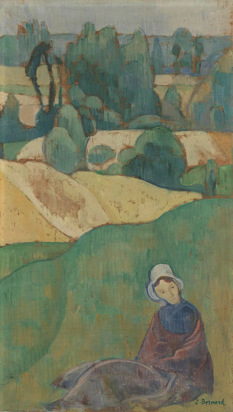 Sitzende Frau in einem Feld: Bretagne - Émile Bernard