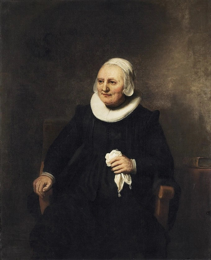 Porträt einer sitzenden Frau mit einem Taschentuch - Rembrandt
