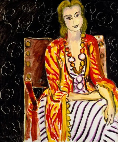 Femme assise sur fond noir - Henri Matisse image 1 tableau peint à l’huile sur toile