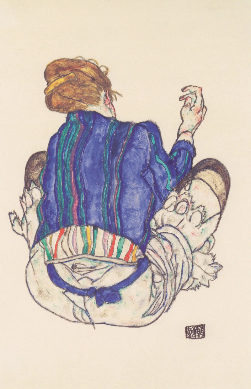 Sitzende Frau, Rückenansicht - Egon Schiele
