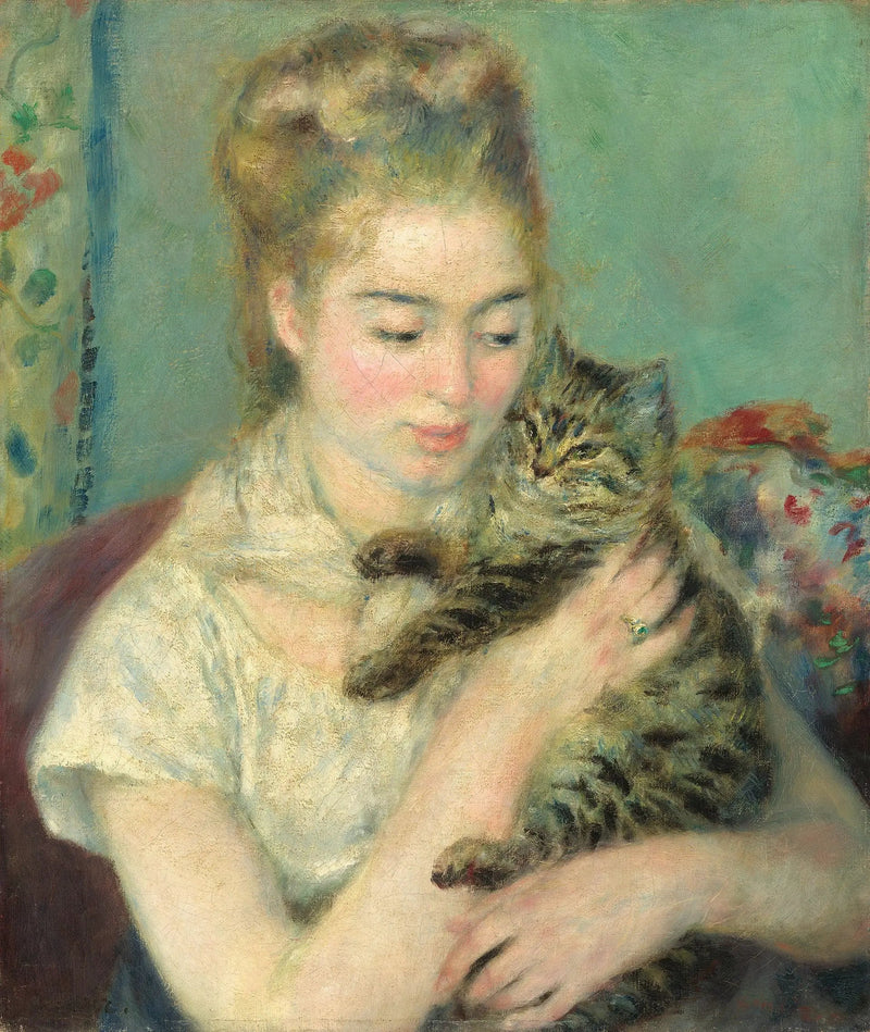 Frau mit Katze - Pierre-Auguste Renoir