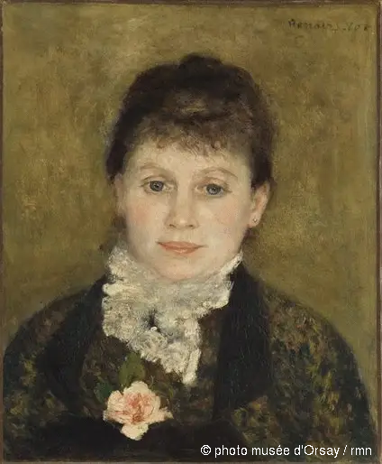 Frau mit weißem Jabot - Pierre-Auguste Renoir