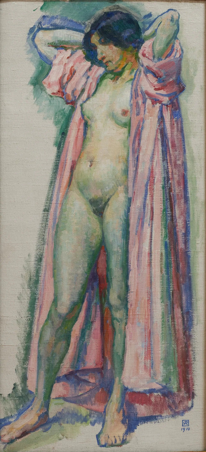 Frau im rosa Morgenmantel - Théodore van Rysselberghe