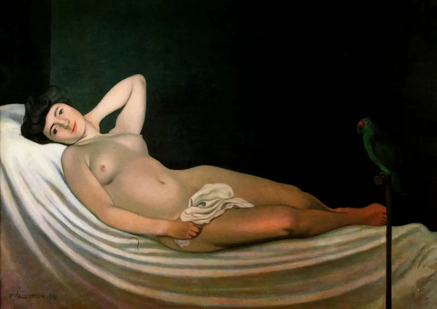 Frau mit Papagei - Félix Vallotton