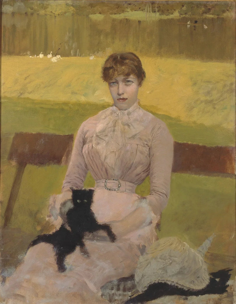 Frau mit der kleinen schwarzen Katze - Giuseppe De Nittis