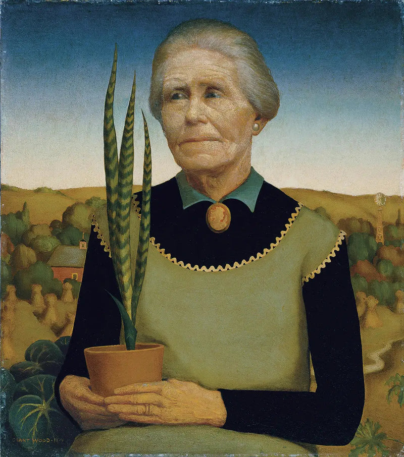 Frau mit Pflanzen - Grant Wood