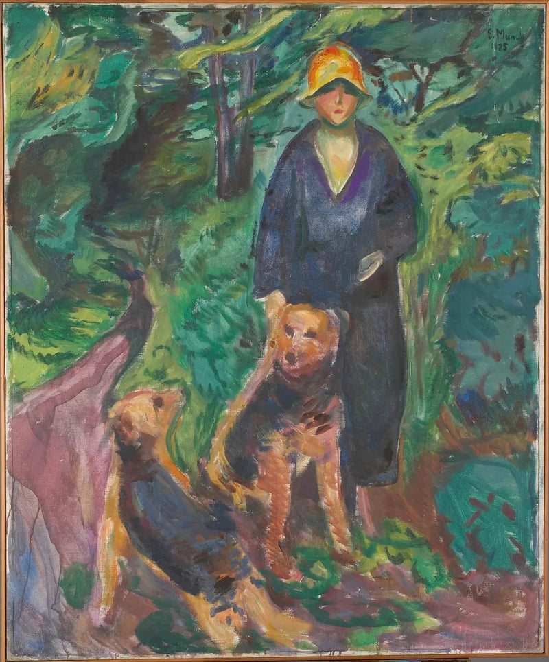 Frau mit Airedale Terrier - Edvard Munch